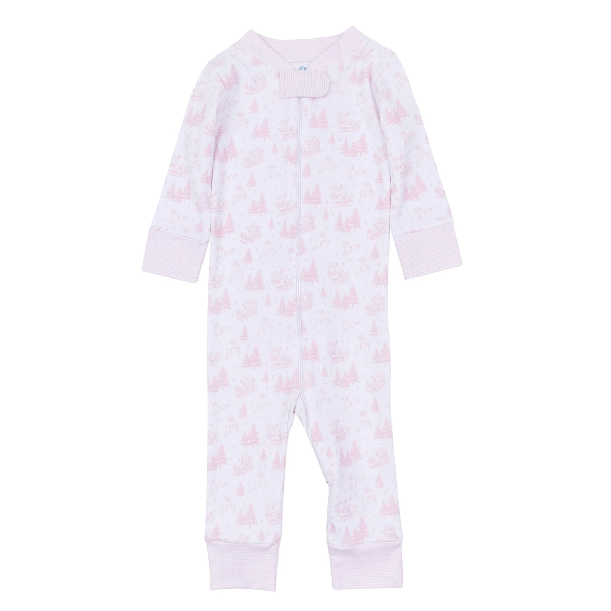 Holiday Toile Zip Pajamas - Pink