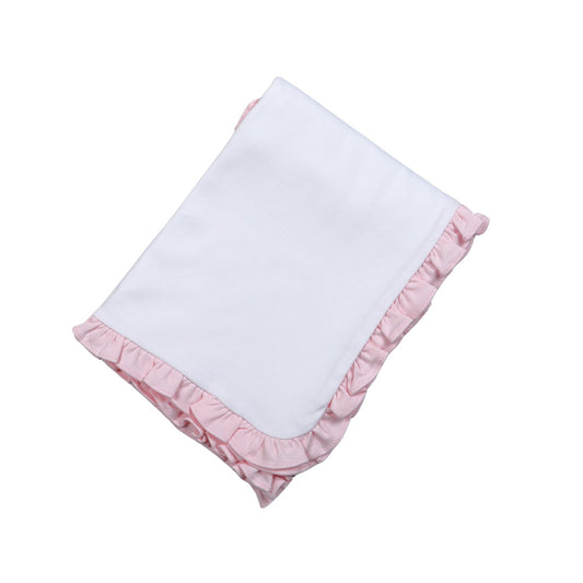 Lily White and Pink Receiving Blanket