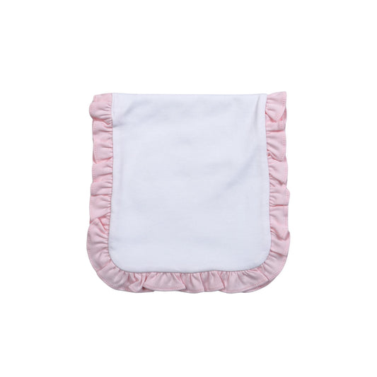 Lily White and Pink Ruffles Burping Pad