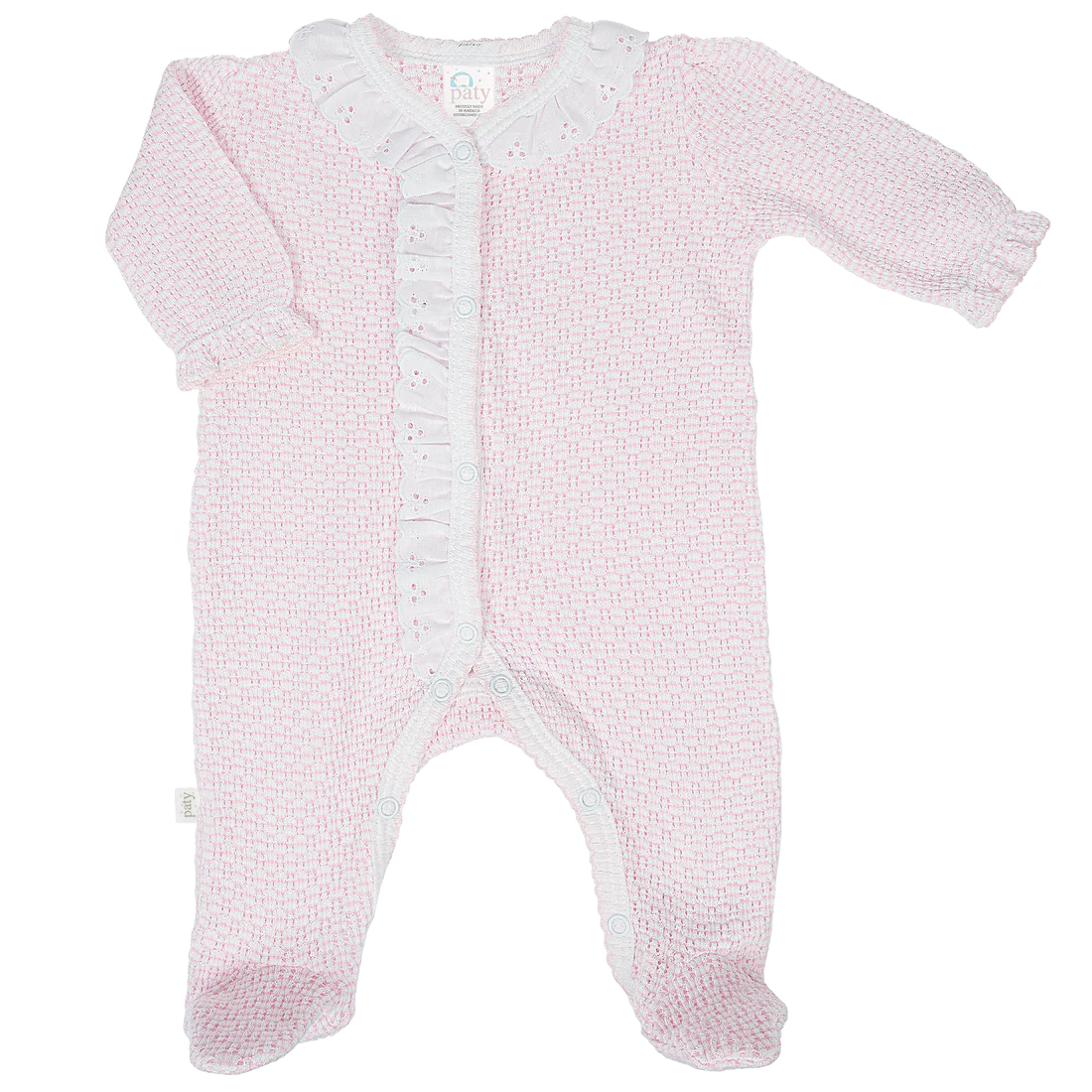 Paty Knit Footie w/ Eyelet - Pink