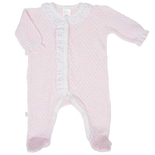 Paty Knit Footie w/ Eyelet - Pink