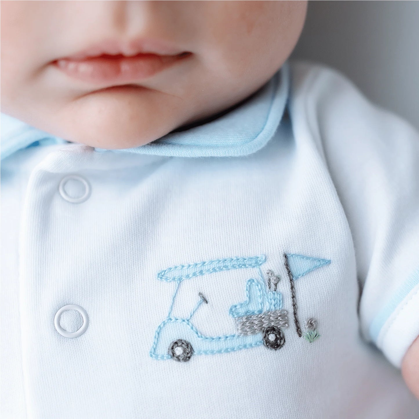 Little Golfer Collared Bodysuit - Blue