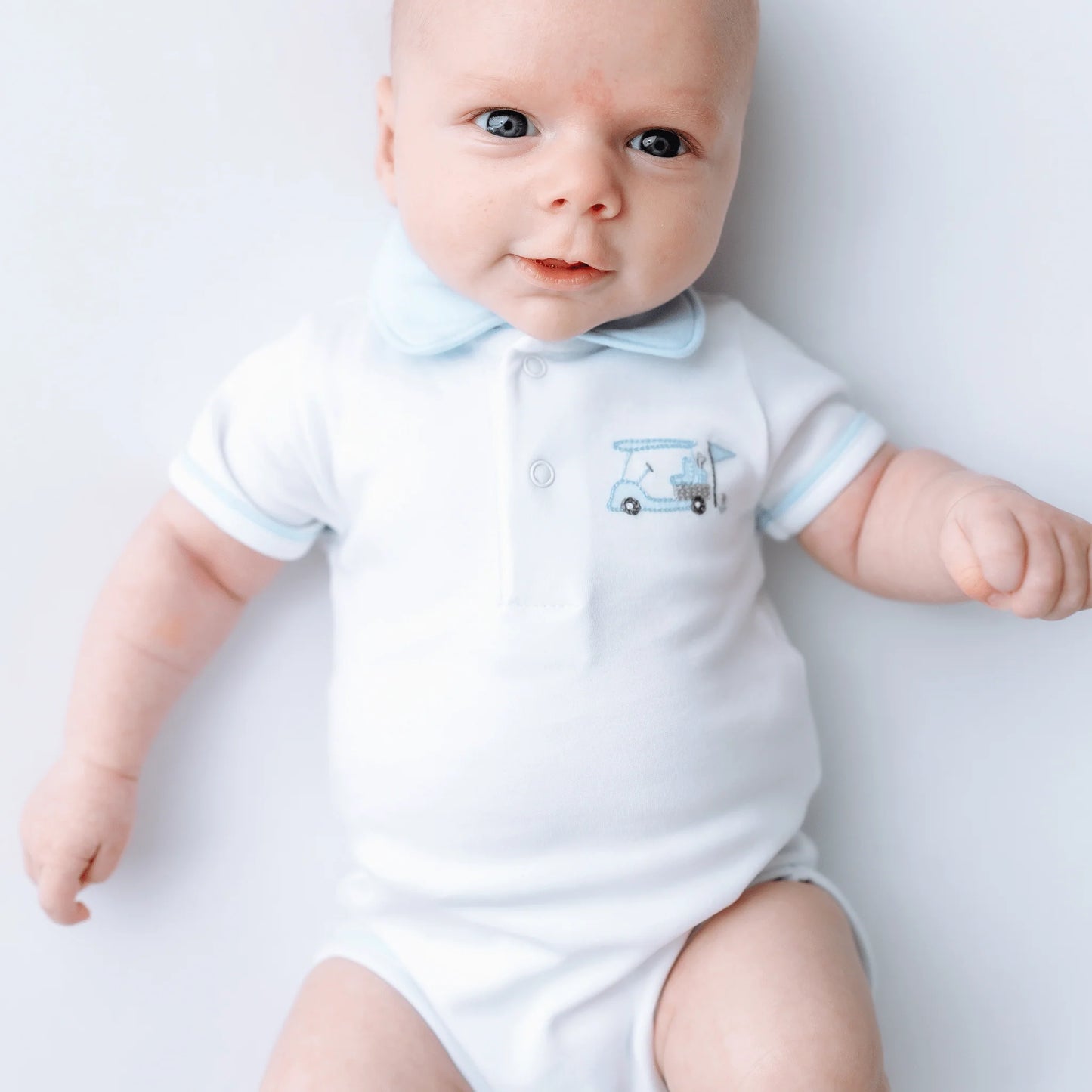 Little Golfer Collared Bodysuit - Blue