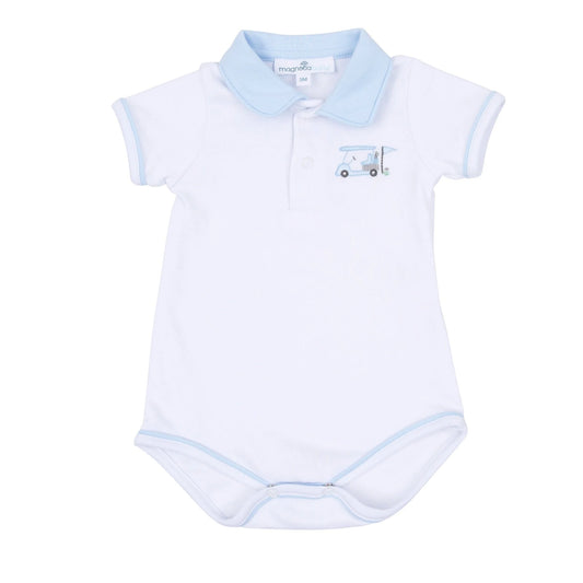 Little Golfer Collared Bodysuit - Blue