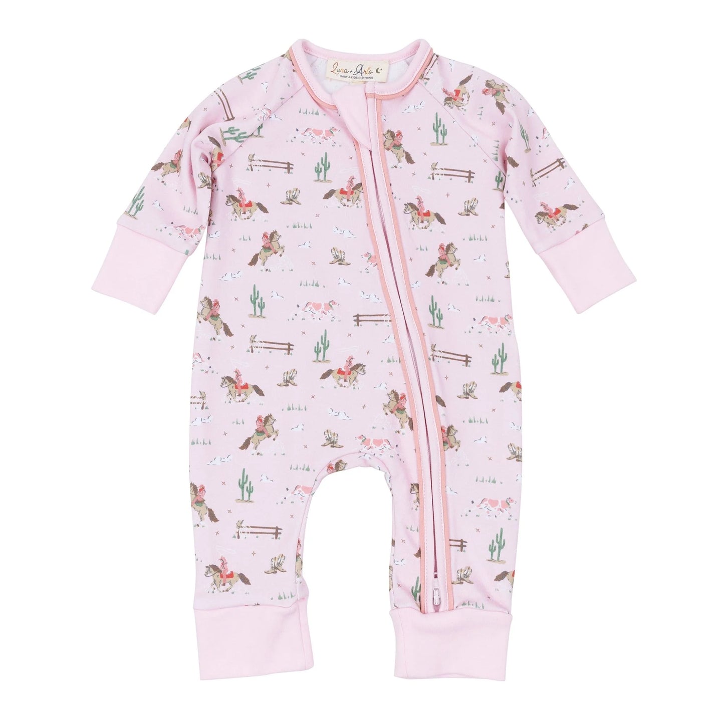 Little Wranglers Zip Playsuit - Dusty Rose