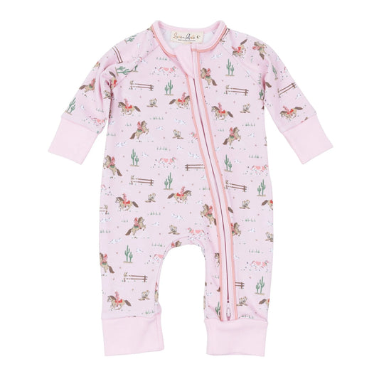 Little Wranglers Zip Playsuit - Dusty Rose