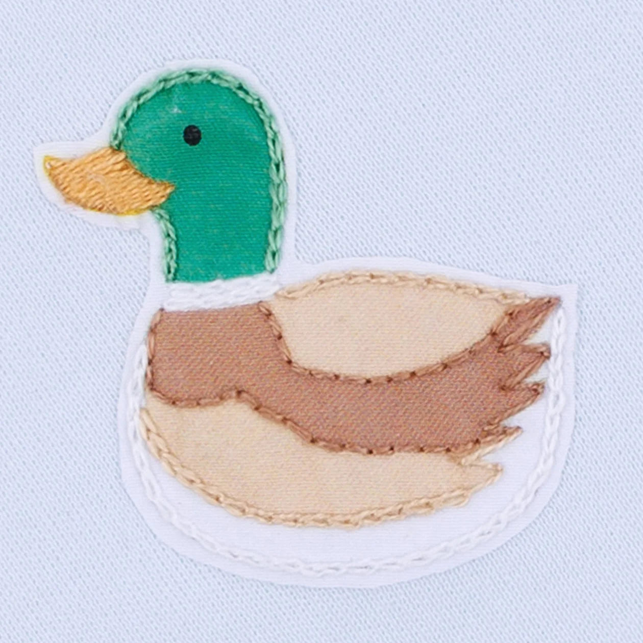 Mini Mallard Embroidered Zip Footie - Light Blue
