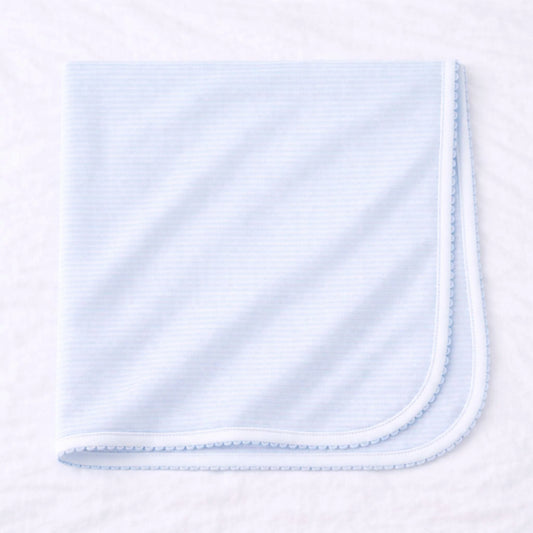 Mini Stripes Receiving Blanket - Light Blue