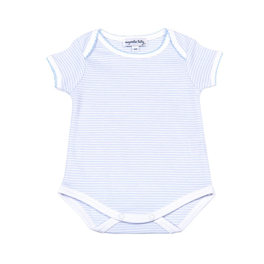 Mini Stripes Short Sleeve Bodysuit - Light Blue