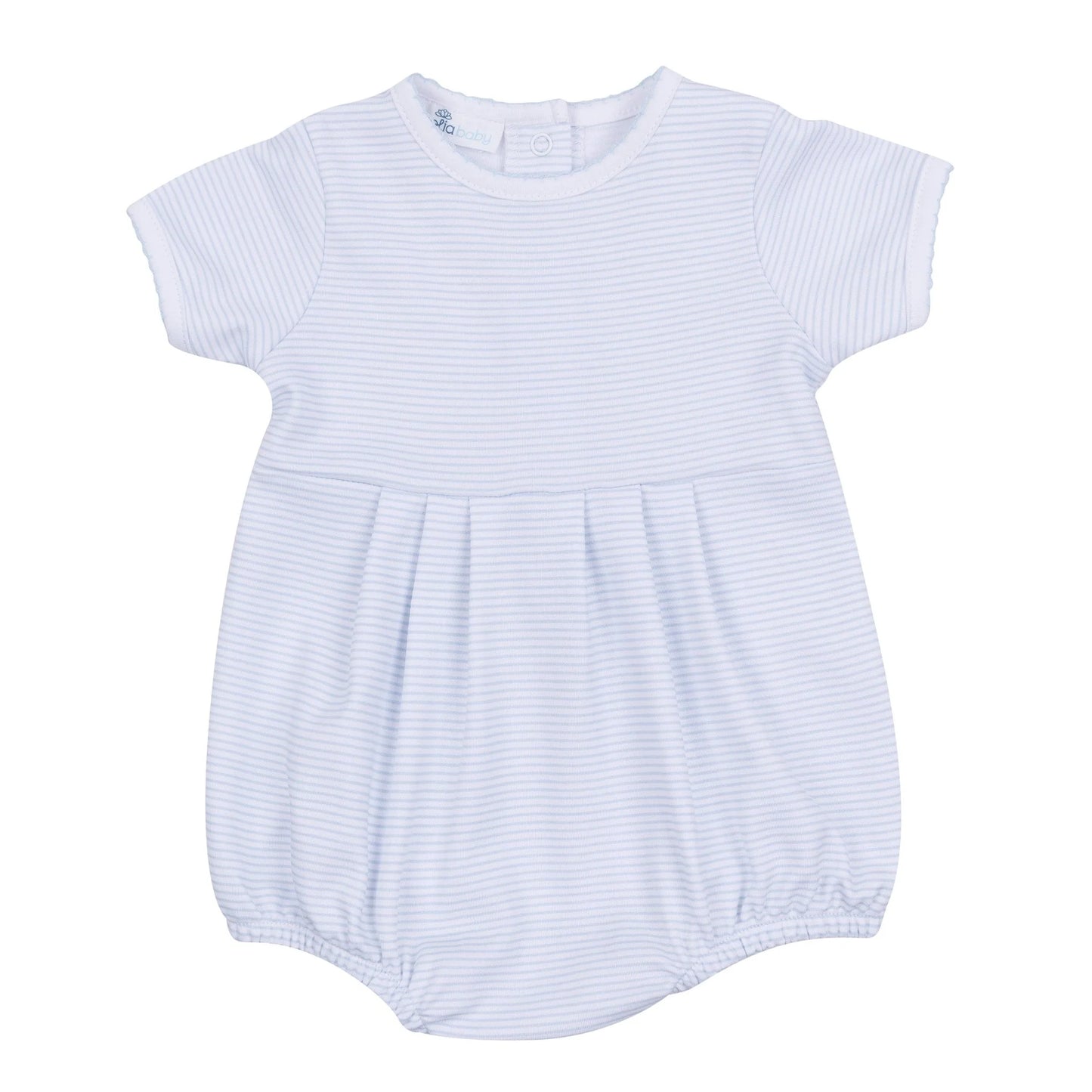 Mini Stripes Short Sleeve Bubble - Light Blue