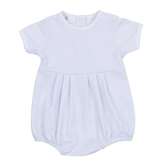 Mini Stripes Short Sleeve Bubble - Light Blue