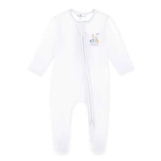 Noah's Ark Zip Footie - Blue
