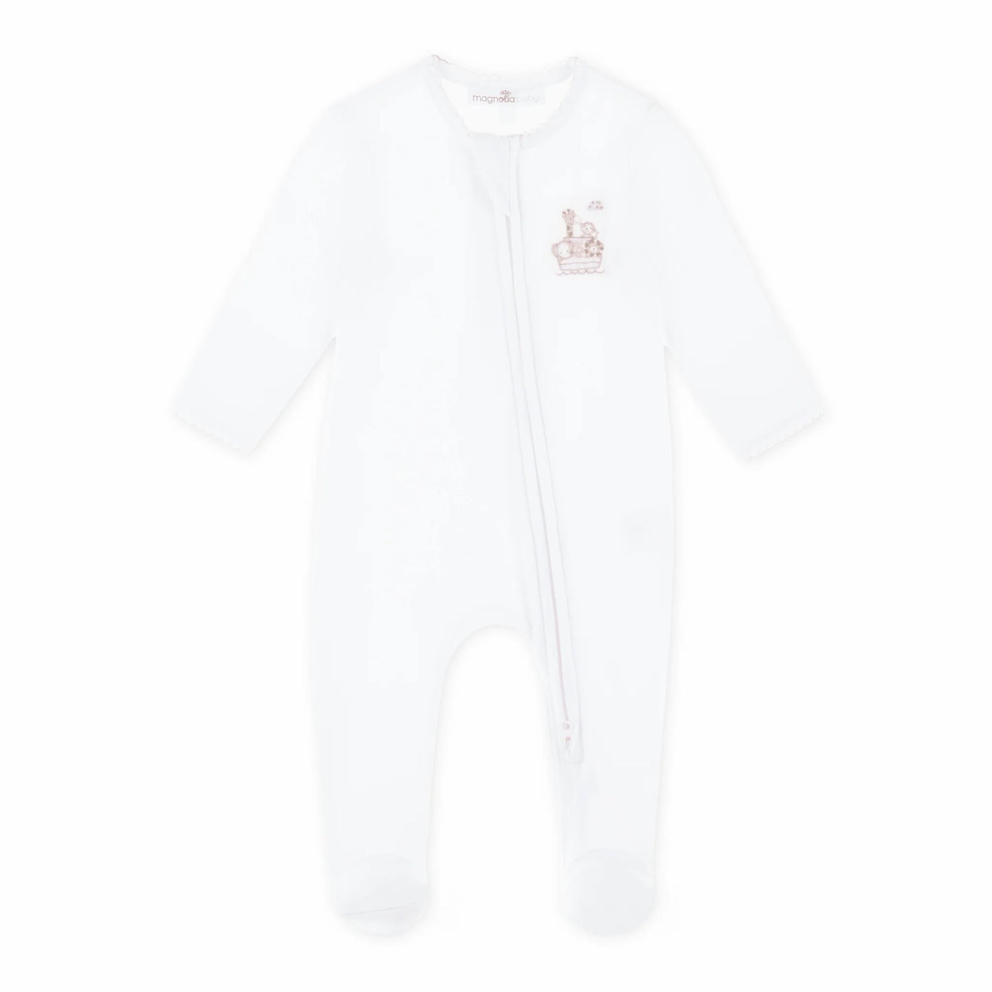 Noah's Ark Zip Footie - Pink