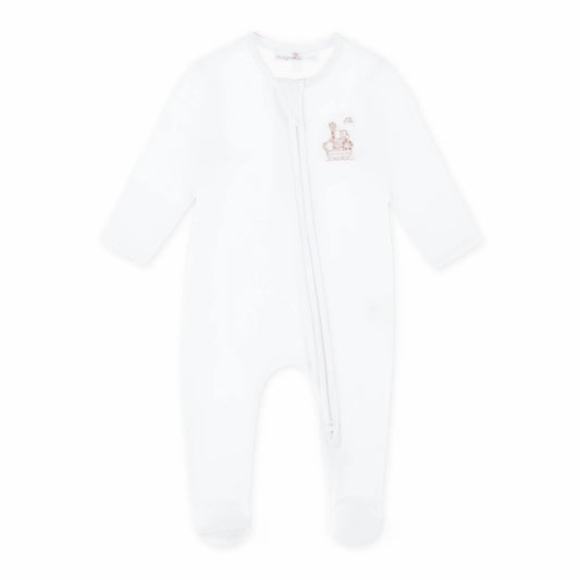 Noah's Ark Zip Footie - Pink