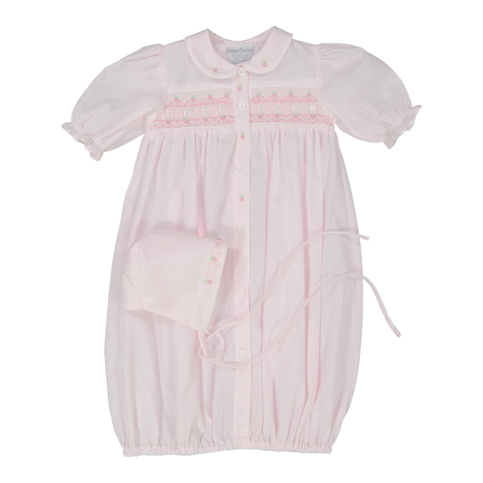 Ribbon Smocked Take Home Gown with Hat - Pink