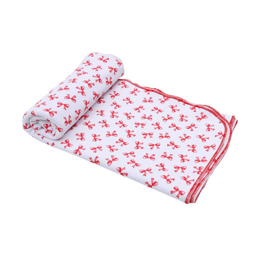 Scarlett Bows Red Swaddle Blanket