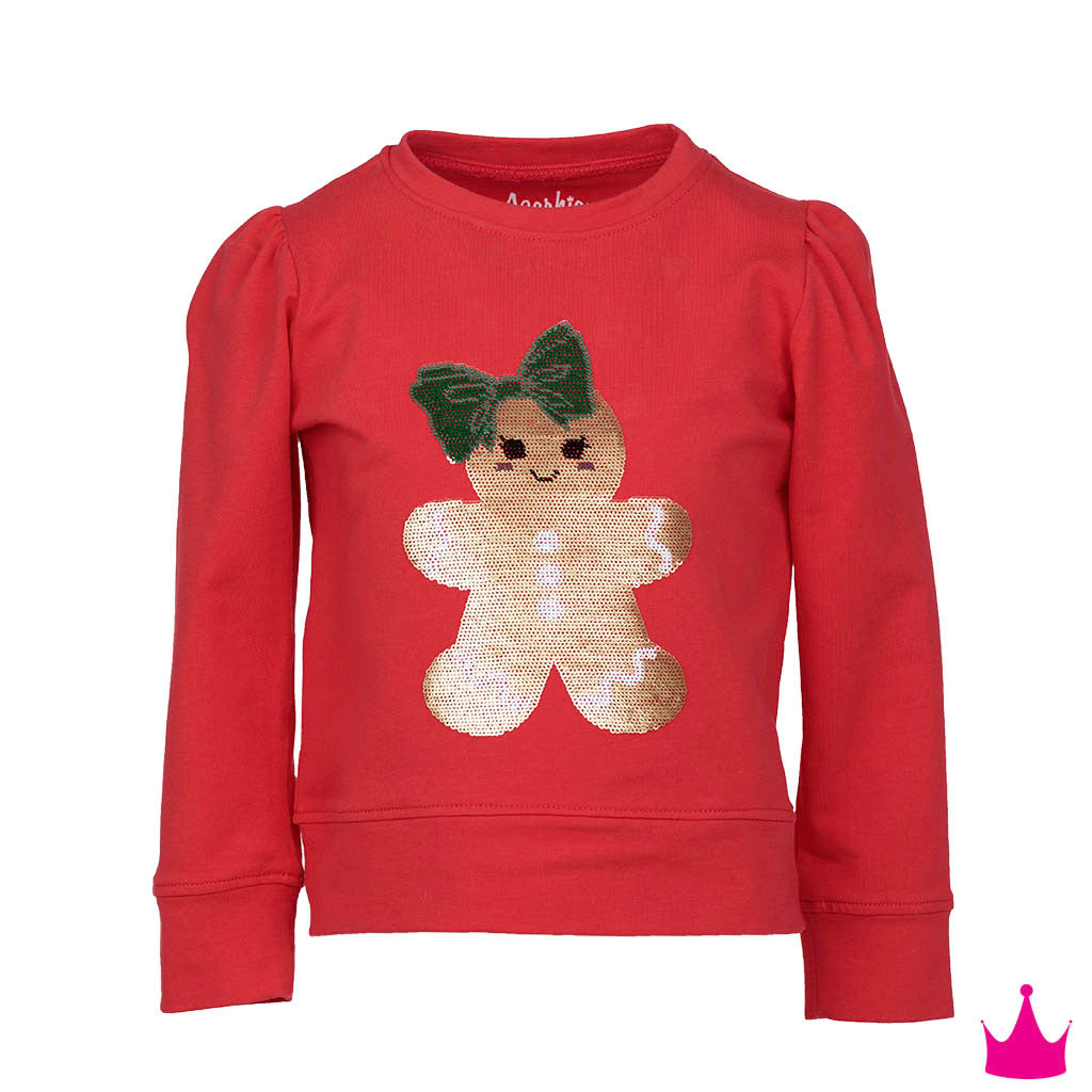 Sequin Gingerbread Girl Red Holly