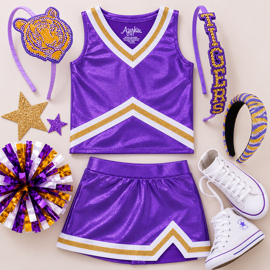 Shimmer Cheer Suit - Purple/Gold