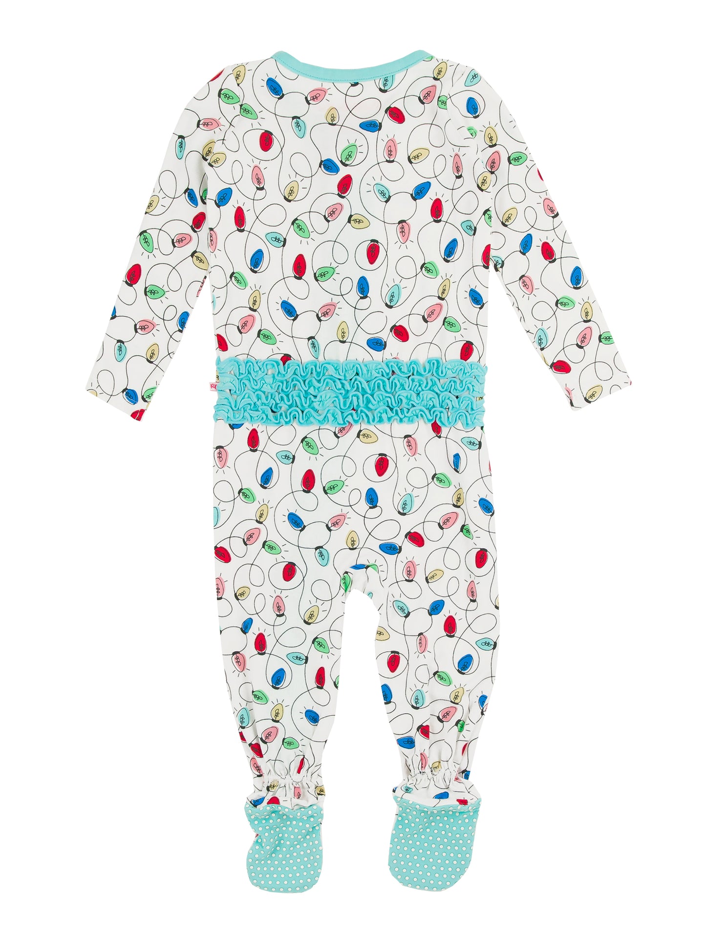 Holiday Lights Ruffle One Piece Footie Pajamas