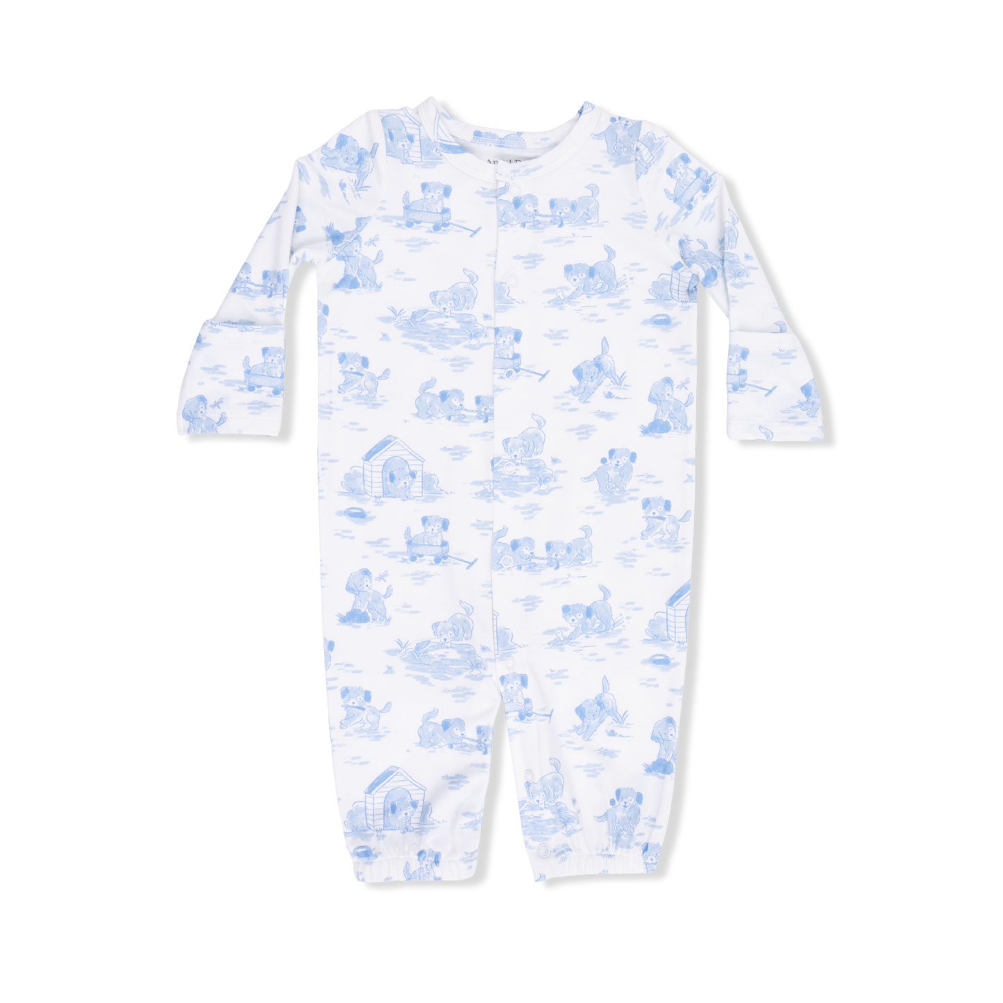 Puppy Toile Blue - Convertible Gown