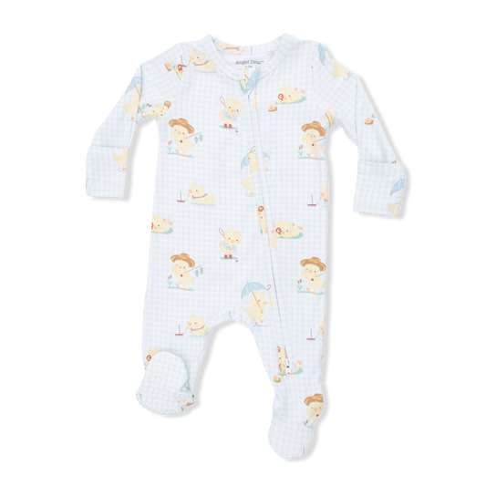 Vintage Spring Ducklings Zipper Footie