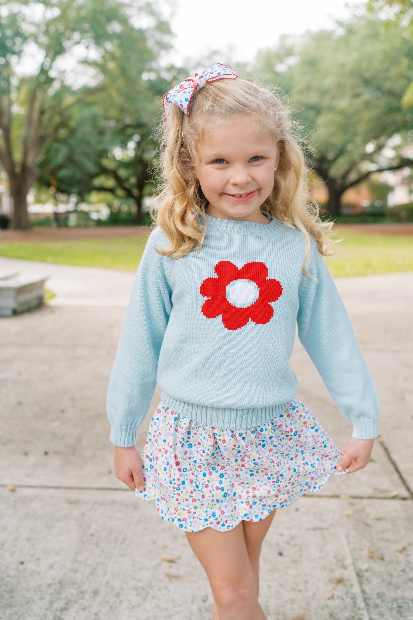 Cozy Up Sweater - Bluffton Blue Flower