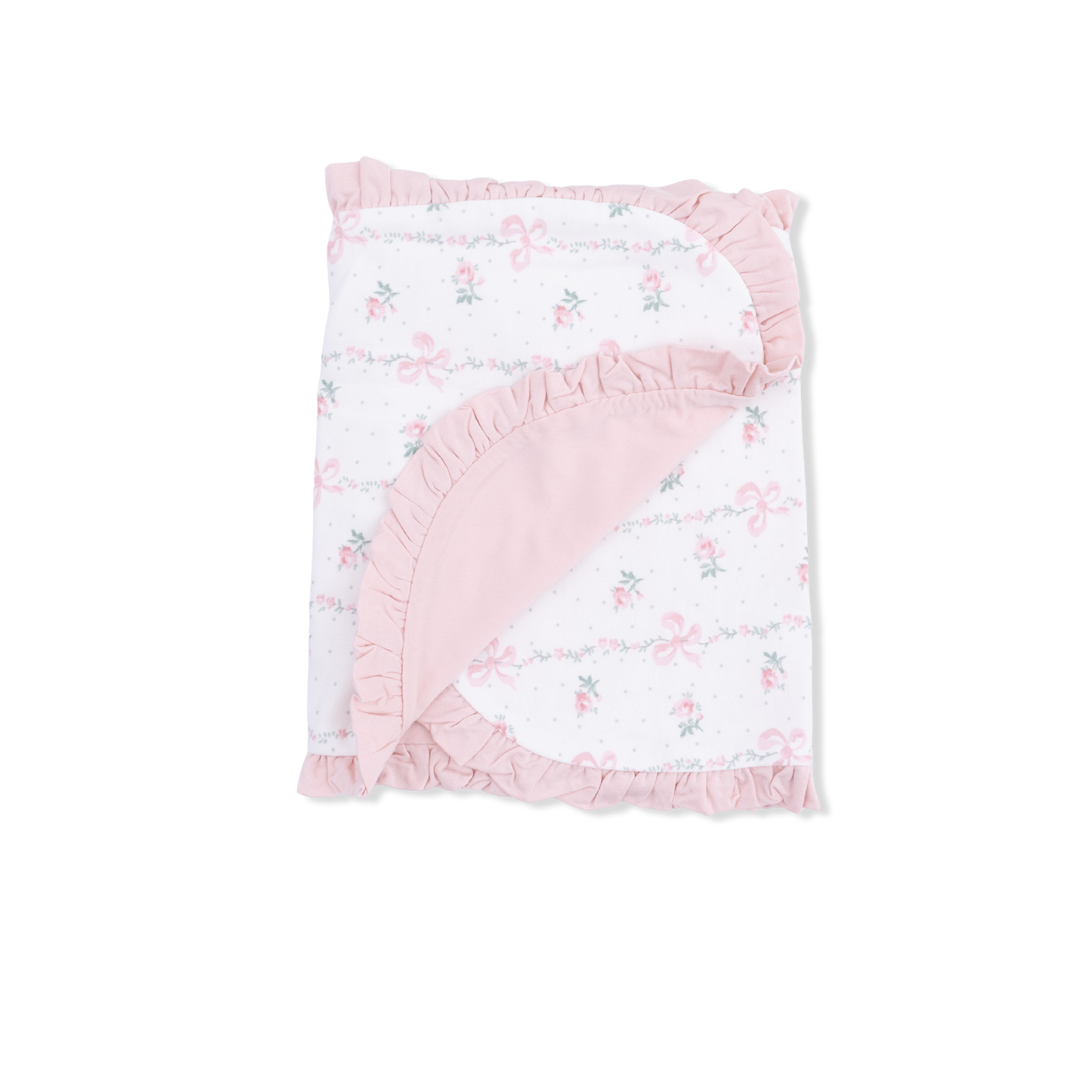 Dainty Buds and Bows Ruffle Burp Cloth