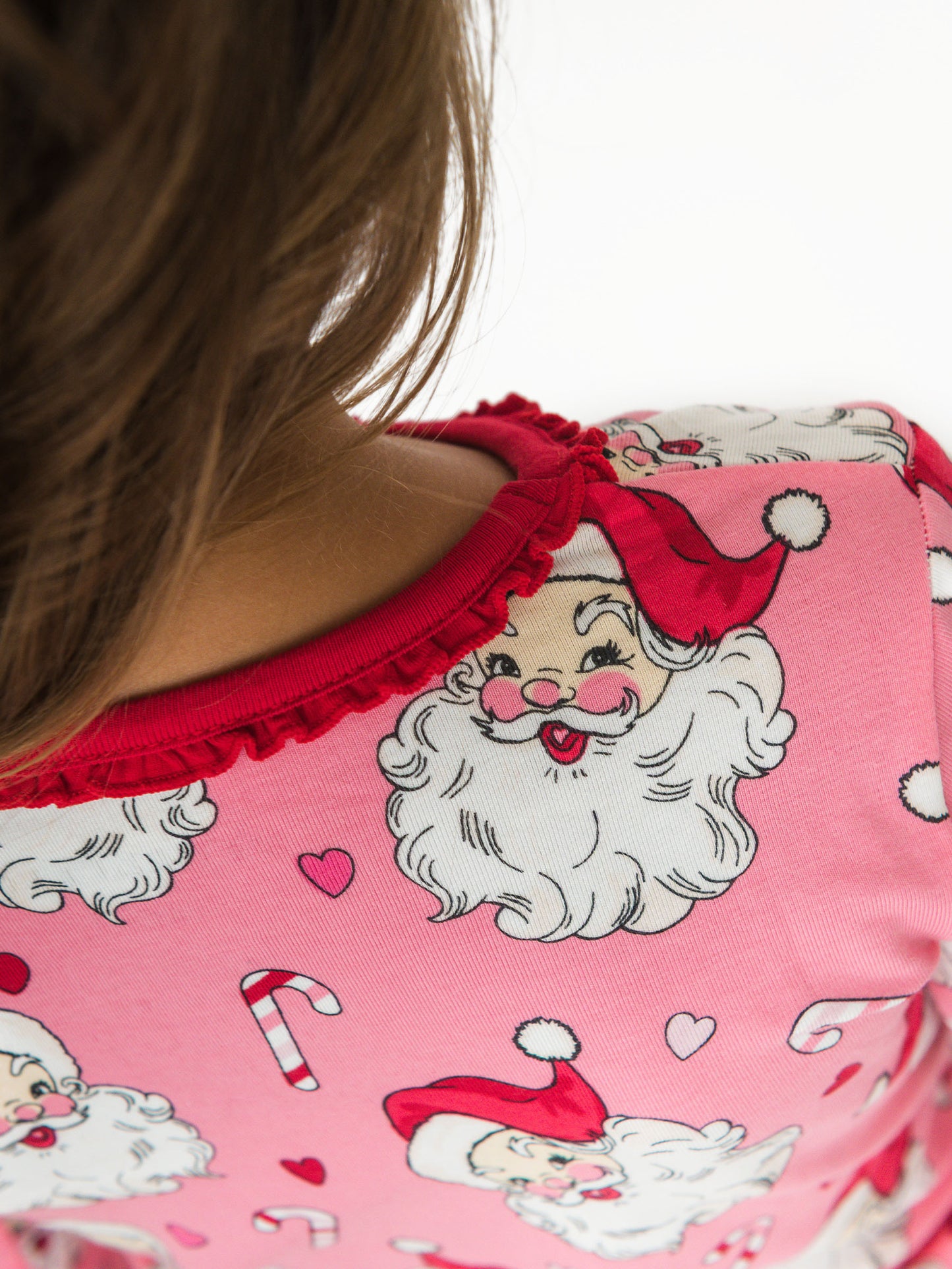 Pink Santa Joy Ruffle Long Sleeve Pajama Set