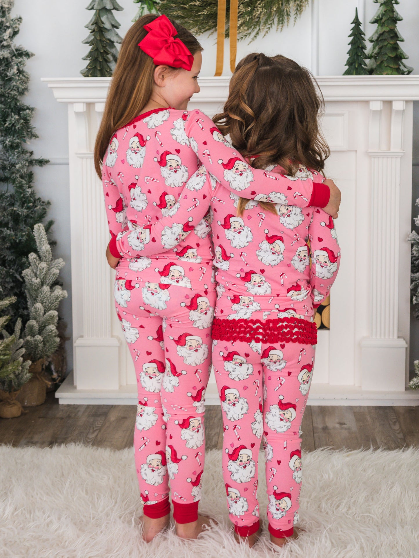Pink Santa Joy Ruffle Long Sleeve Pajama Set