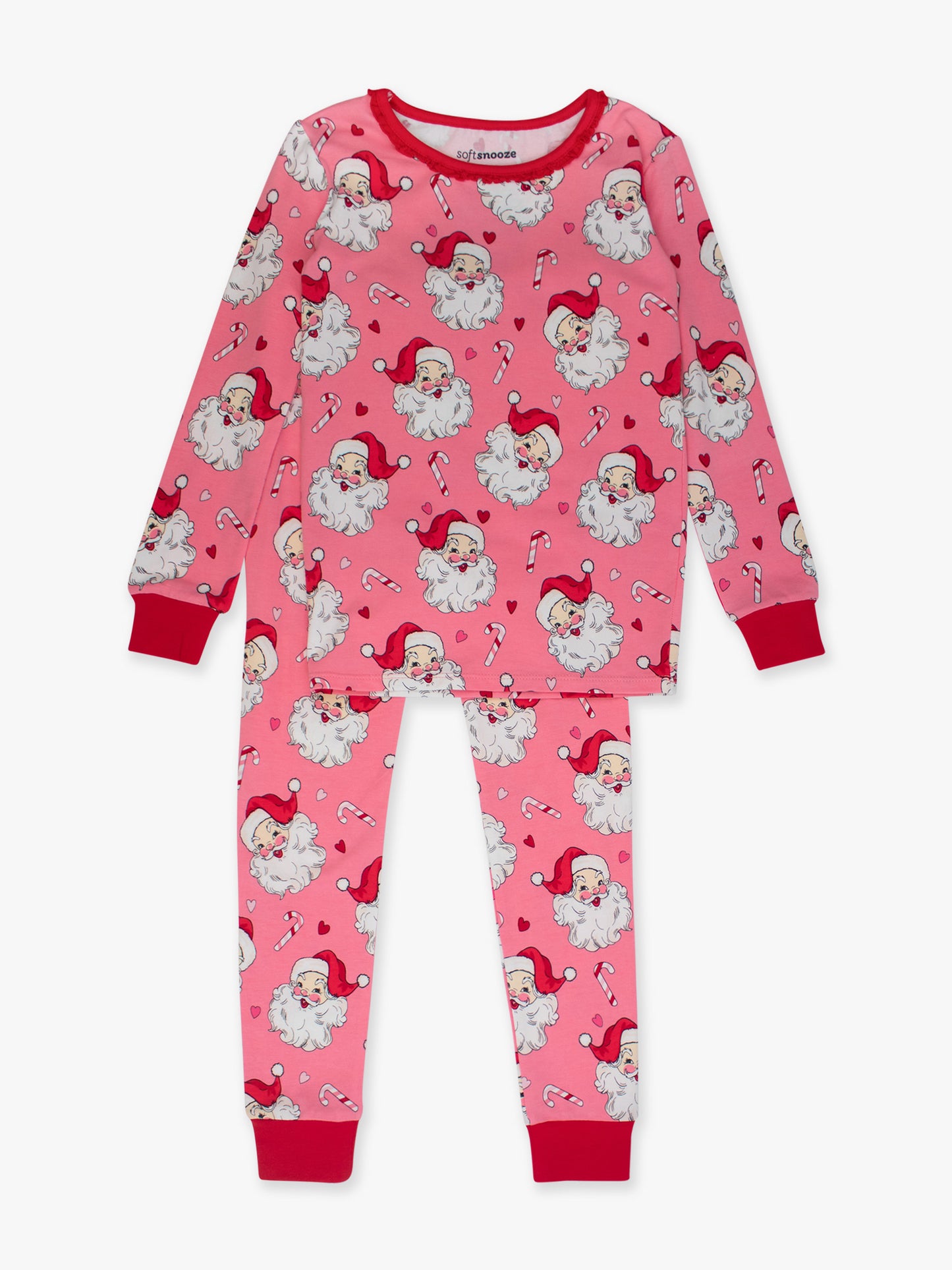 Pink Santa Joy Ruffle Long Sleeve Pajama Set