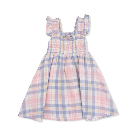 Dusty Plaid Smocked Sundress
