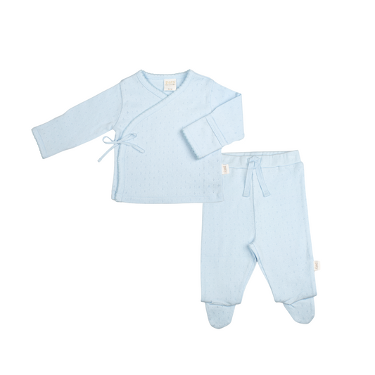 Pointelle Kimono Set - Blue