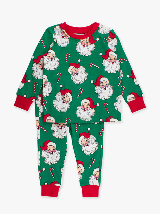 Green Santa Joy Long Sleeve Pajama Set