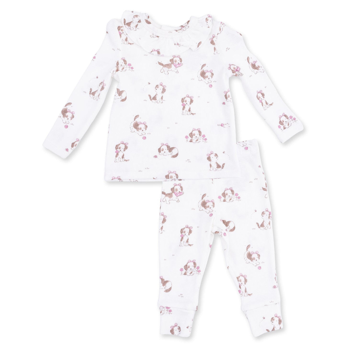 Explorer Puppy Pink - Long Sleeve Ruffle Pant Set