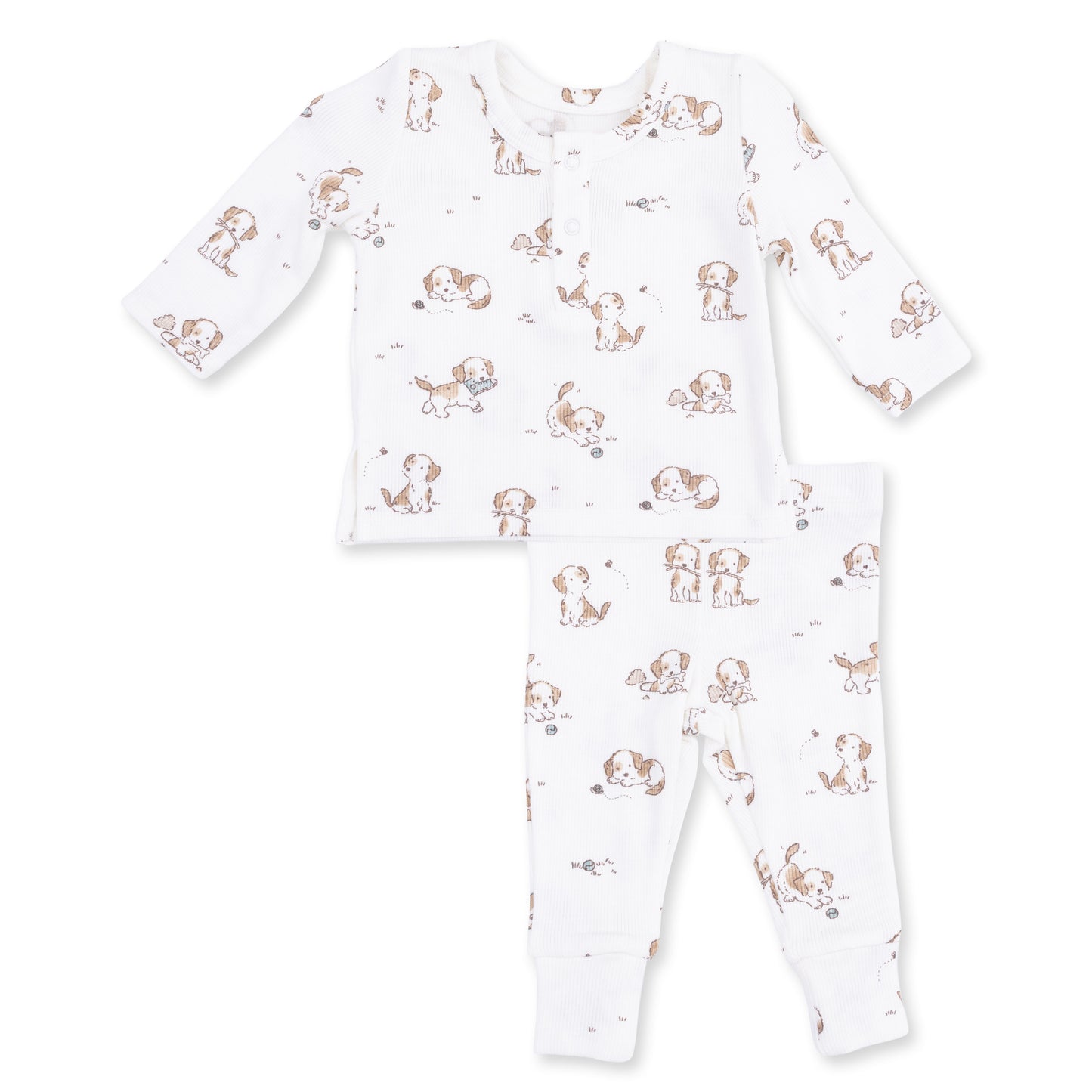 Explorer Puppy Blue - Long Sleeve Henley Pant Set