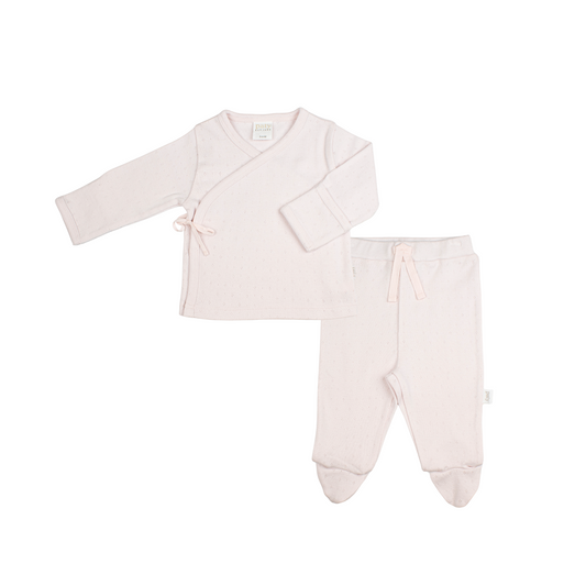Pointelle Kimono Set - Pink