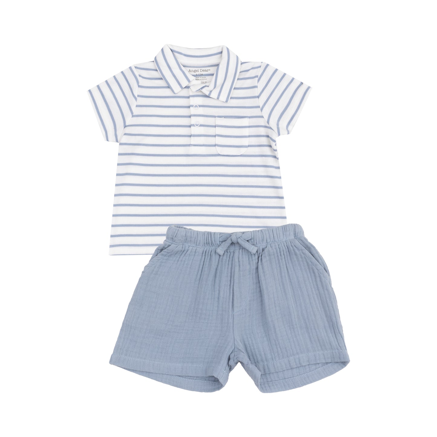 Dusty Blue Stripe Short Set