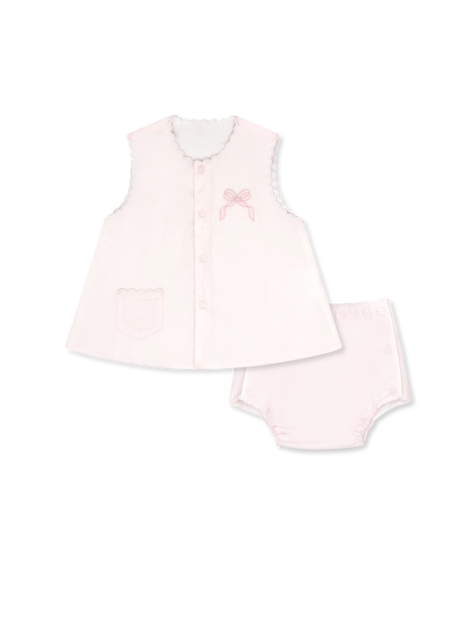 Pink Diaper Set w/ Pink Bow Embroidery