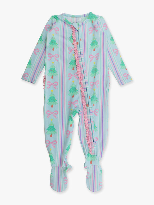 Merry Bow Dreams Ruffle Footie Pajamas