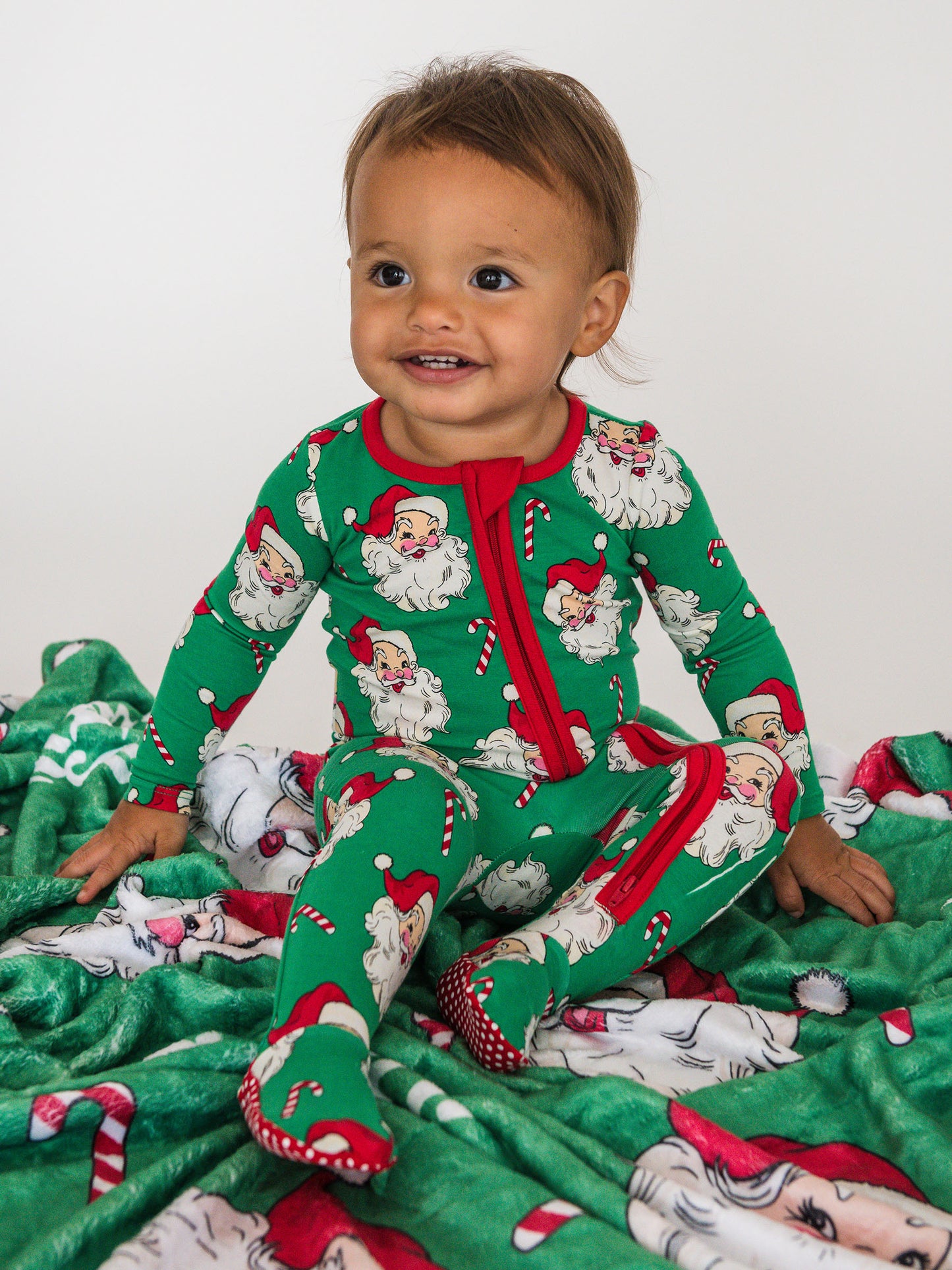 Green Santa Joy Footie Pajamas