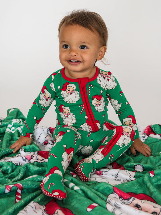 Green Santa Joy Footie Pajamas