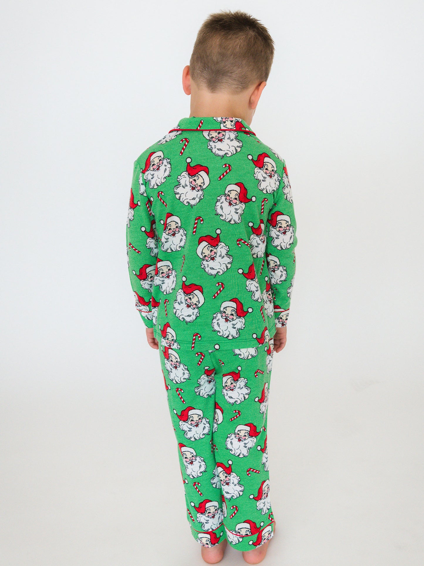 Green Santa Joy Button Up Pajama Set