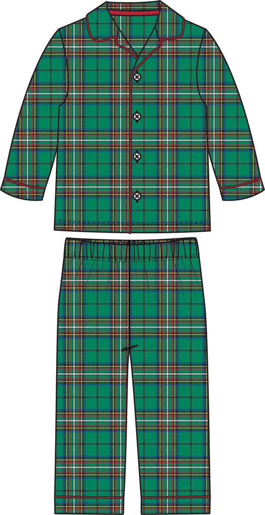 Green Nicholas Plaid Button Up Pajama Set