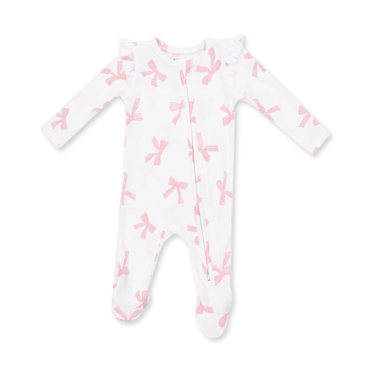 Pretty Bows - 2 Way Zipper Footie