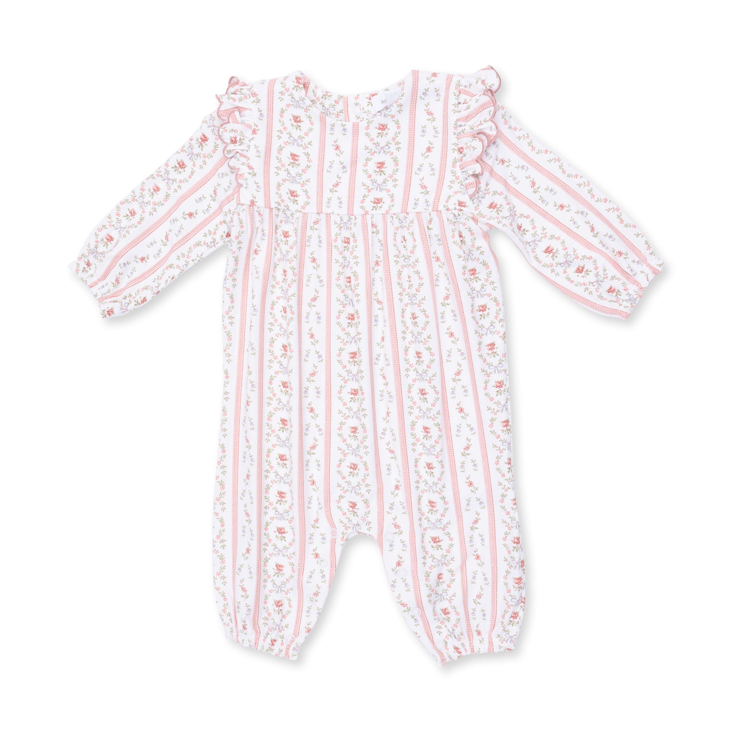 Marnie Rosebud Stripe - Long Sleeve Petal Ruffle Romper